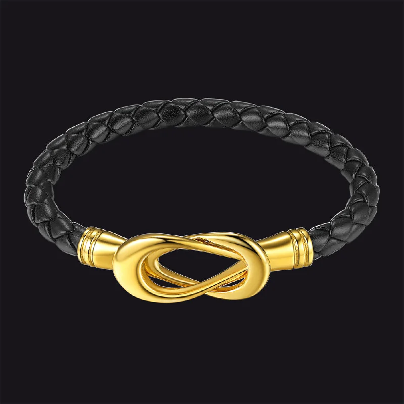 bangles for wedding for women-Leather Bracelet with Magnetic Infinity Closure for Men Women