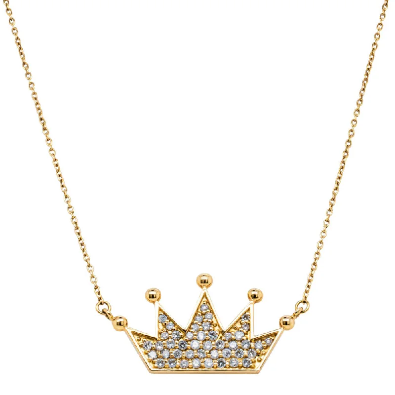 long pendant necklaces for women-Deja Vu 18ct Yellow Gold .57ct Diamond Crown Necklace