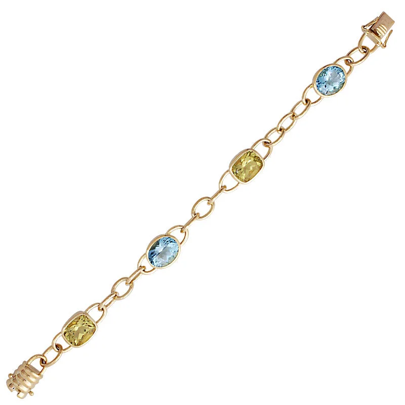 diamond bracelets for women-Bracelet- Blue Topaz And Lemon Quartz