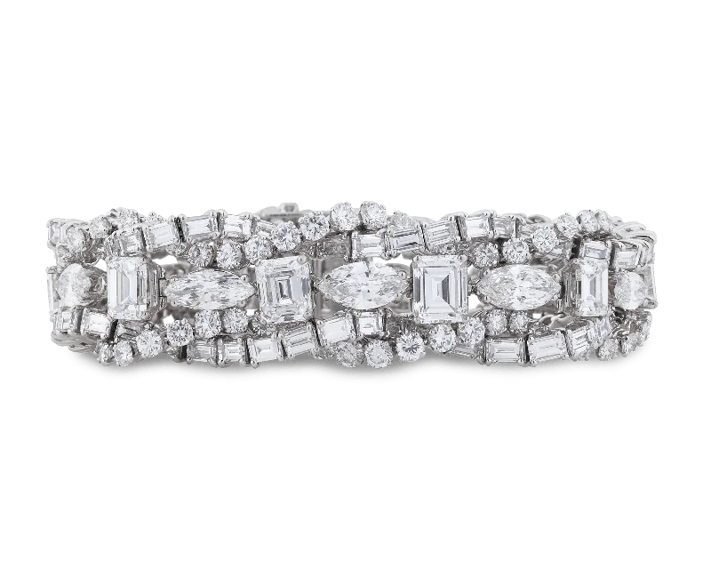 silver stacking bracelets for women-French Diamond Bracelet, 55.00 Carats