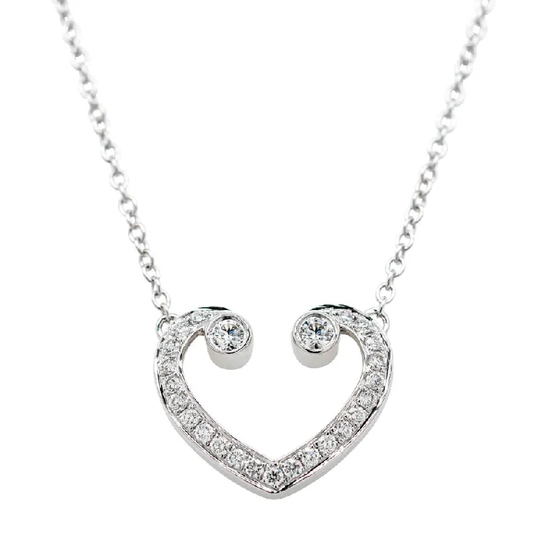 boho necklaces for women-18ct White Gold Diamond Koru Heart Pendant