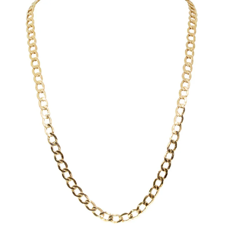 layered gold necklaces for women-9ct Yellow Gold Flat Bevelled Curb Chain