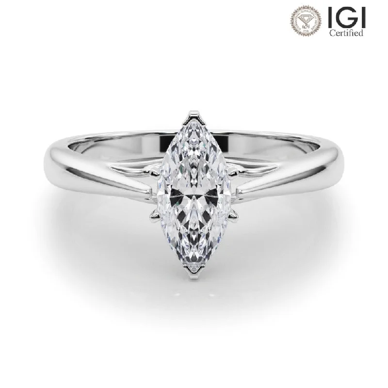 diamond wedding bands for women-Katerina Marquise Lab Grown Diamond Solitaire Engagement Ring IGI Certified