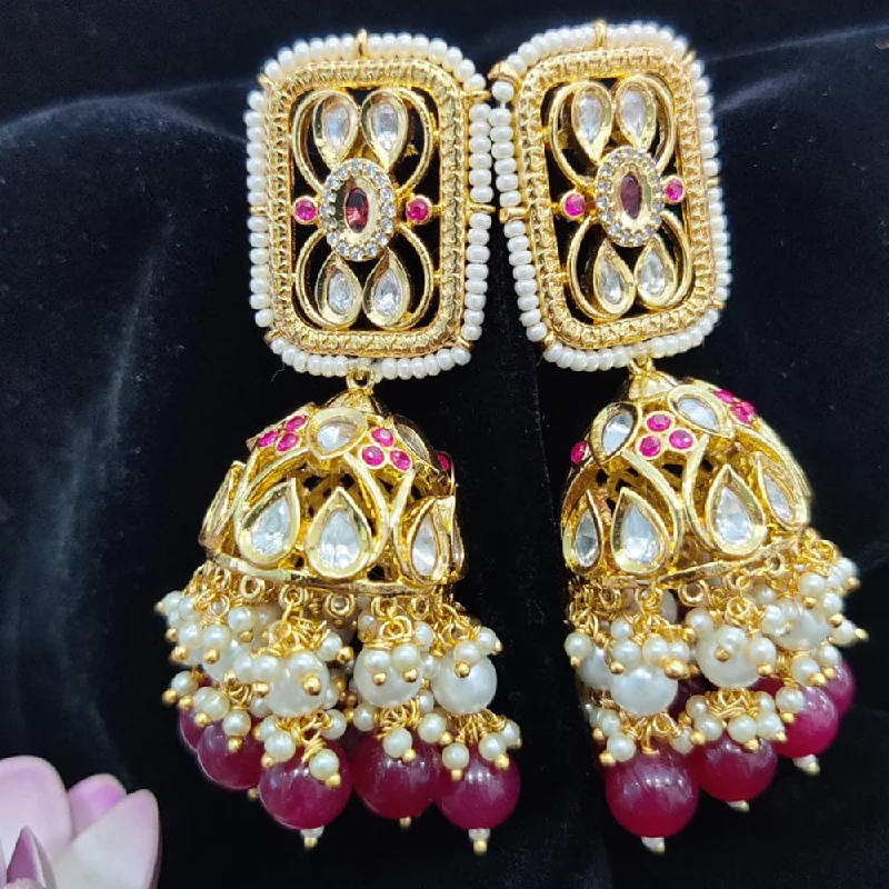 luxury hoop earrings for women-Jewel Addiction Gold Plated Kundan Jhumki Earrings