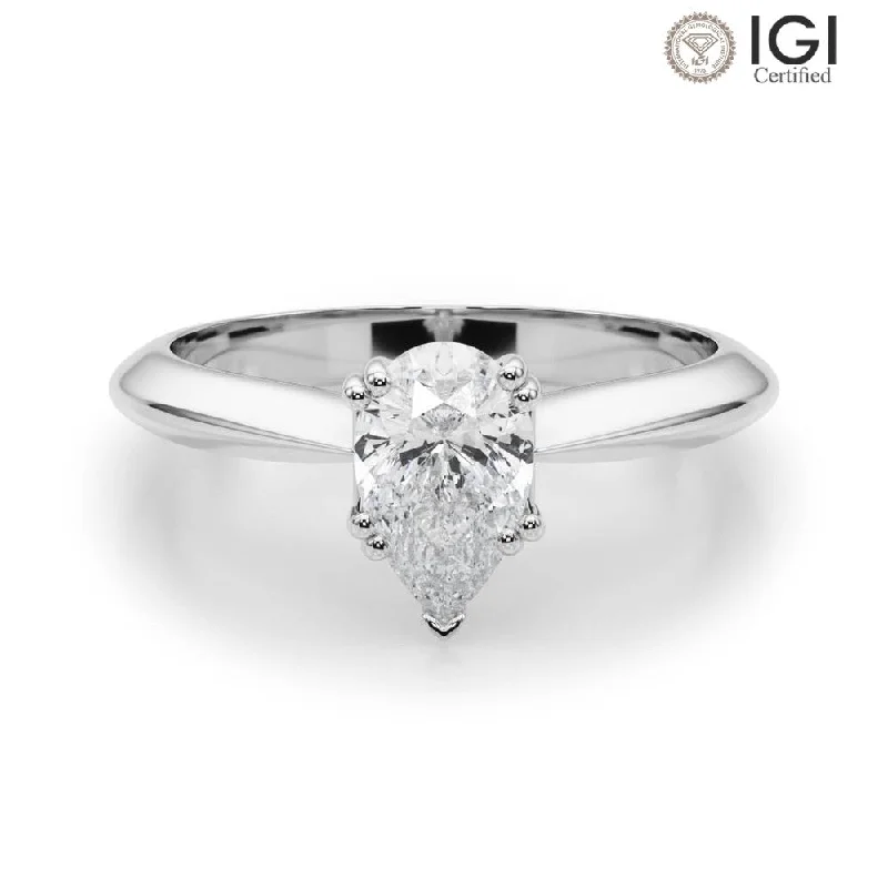 birthstone rings for women-Ava Pear Lab Grown Diamond Solitaire Engagement Ring IGI Certified