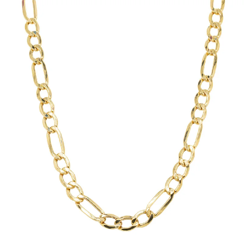 infinity pendant necklaces for women-9ct Yellow Gold Hollow Figaro Chain