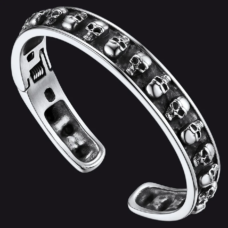 cuff bangles for women-Skull Cuff Bracelet Gothic Punk Bangles for Men