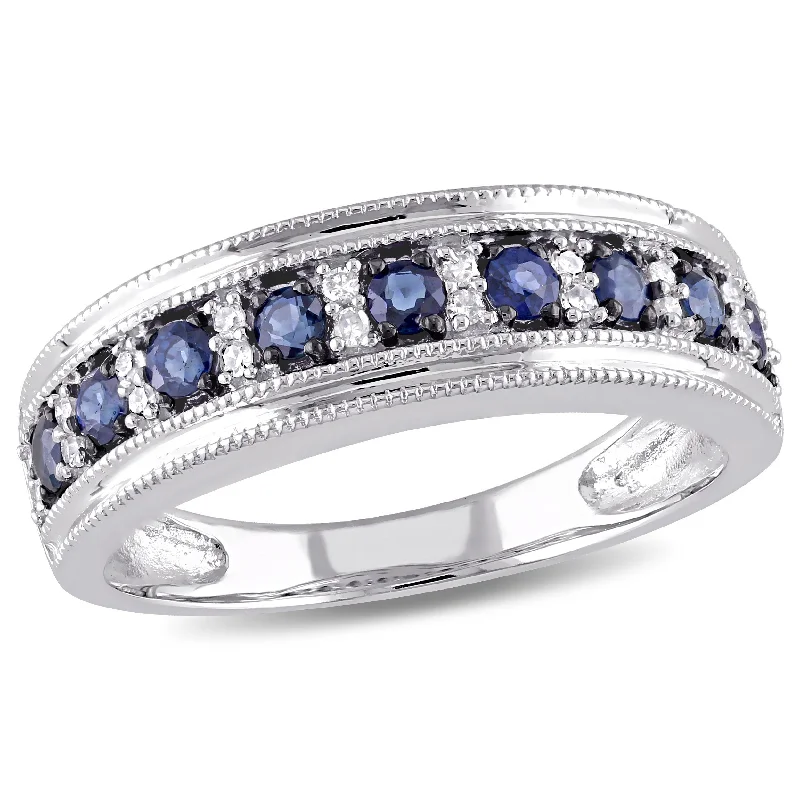 custom engagement rings-Mimi & Max 1/10ct TW Diamond Sapphire Anniversary Band 10k White Gold