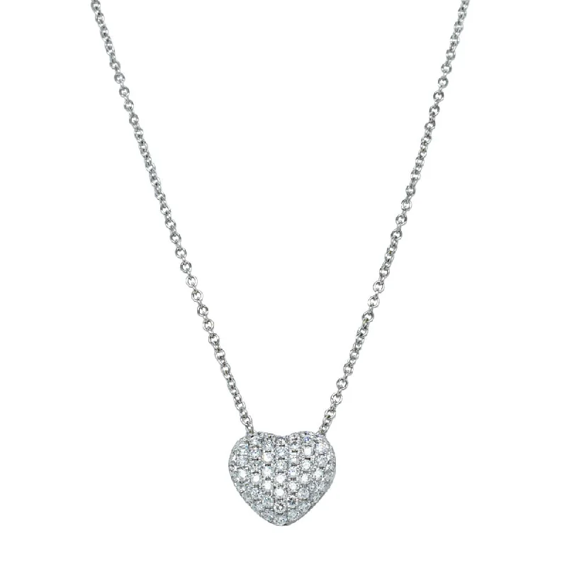 layered gold necklaces for women-18ct White Gold Diamond Corazon Pendant