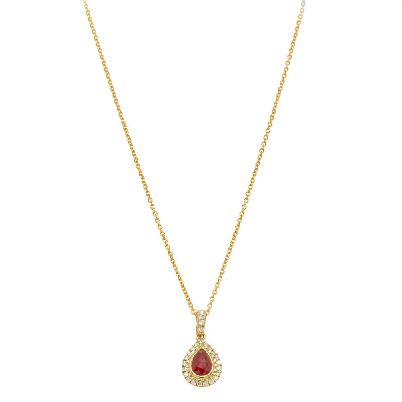 custom name necklaces for women-18ct Yellow Gold 1.02ct Ruby & Diamond Isla Pendant