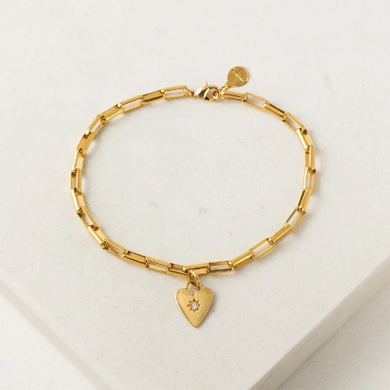 bangles for wedding for women-Gold Plated Verona Starburst Heart Bracelet