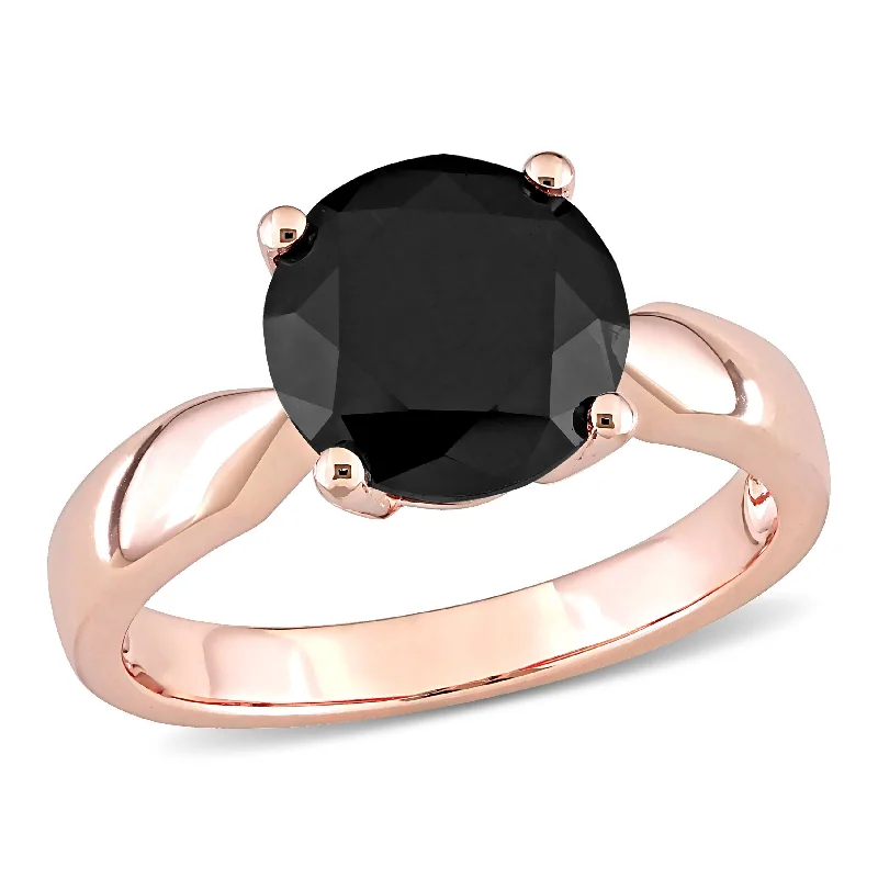 platinum diamond engagement rings-Mimi & Max 3ct TW Black Diamond Solitaire Engagement Ring 10k Rose Gold