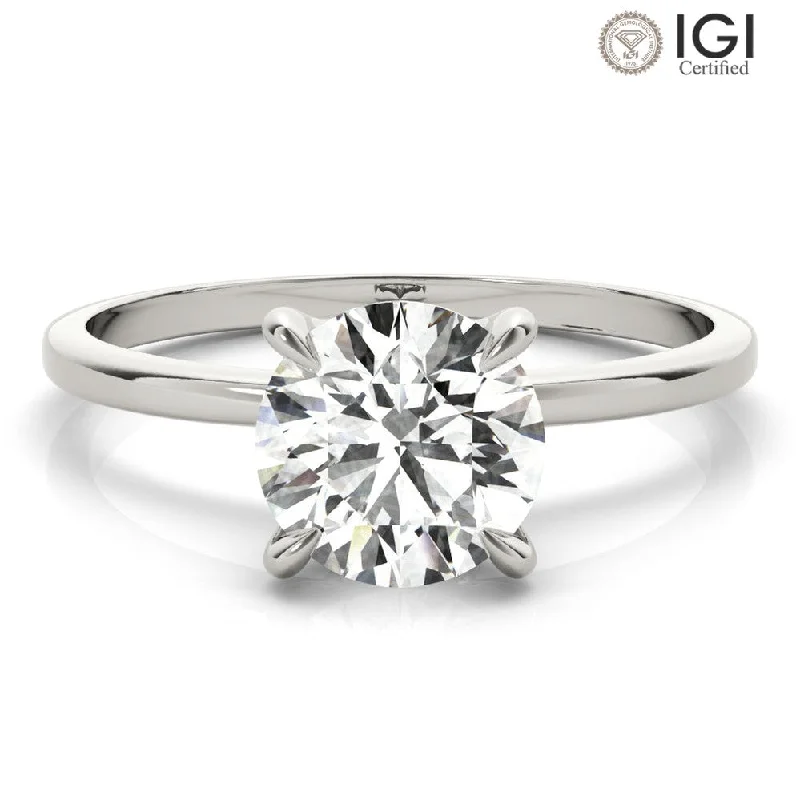 diamond cocktail rings for women-Averie Round Lab Grown Diamond Solitaire Engagement Ring IGI Certified