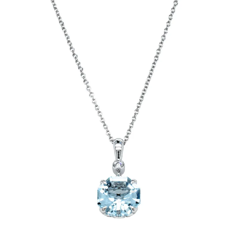 luxury necklaces for women-18ct White Gold Aquamarine & Diamond Octavia Pendant