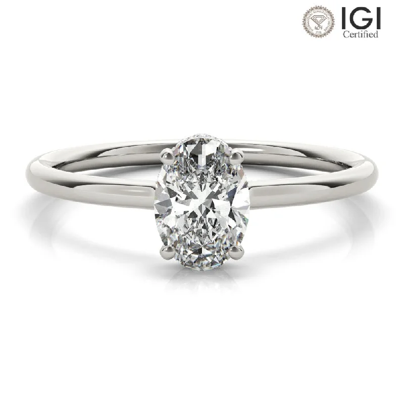 wedding band rings for women-Aimee Oval Lab Grown Diamond Solitaire Engagement Ring IGI Certified