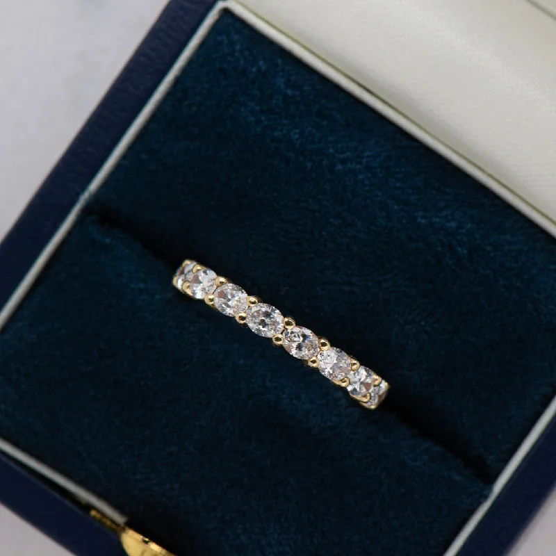 unique wedding rings for women-Karina | 11 Stone Oval Diamond Band - East West Setting