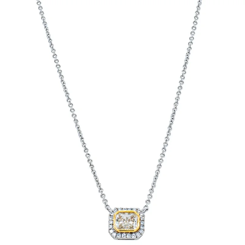 women’s personalized jewelry necklaces-18ct White & Yellow Gold .59ct Diamond Halo Pendant