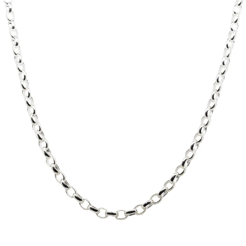 trendy necklaces for women-Sterling Silver Oval Belcher Chain