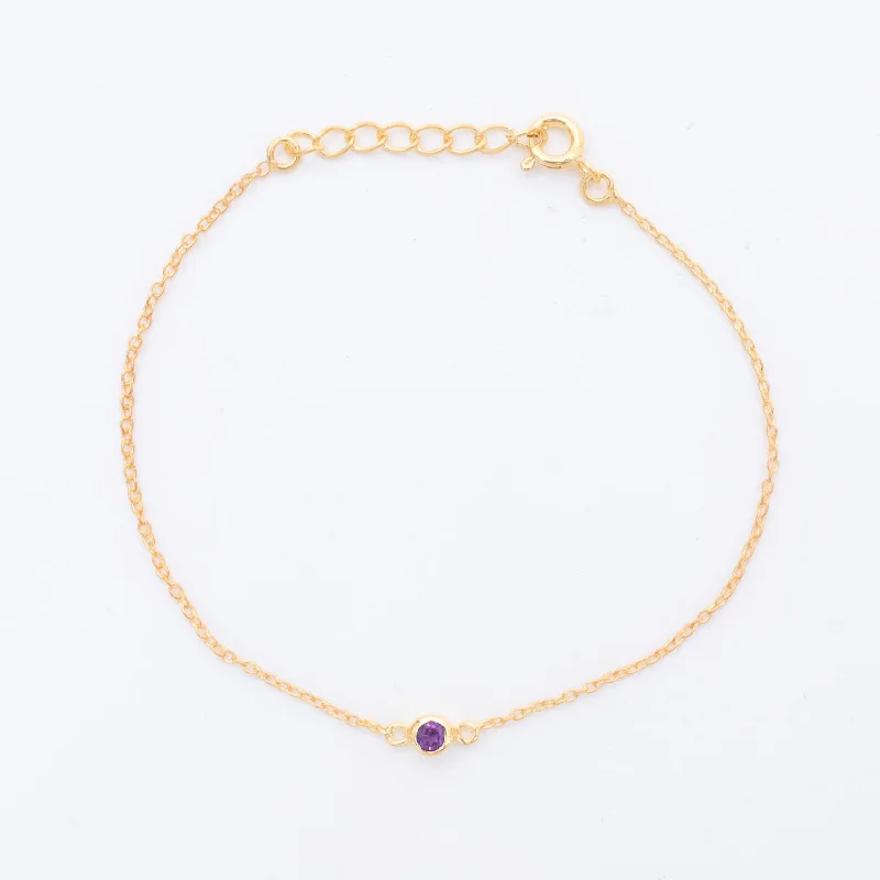 engraved bangles for women-Gold Vermeil Amethyst Solitaire Bracelet