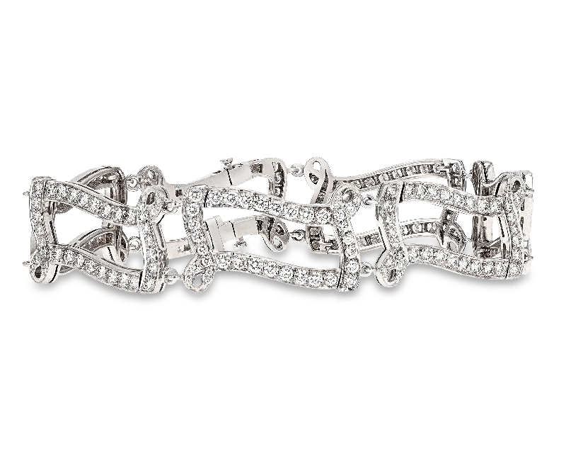 engraved bangles for women-Square Link Diamond Bracelet, 5.41 Carats