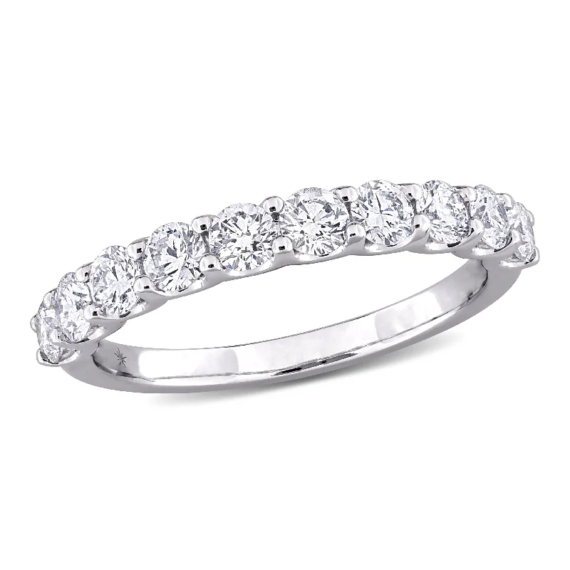 simple engagement rings-Created Forever 1ct TW Lab-Grown Diamond Semi-Eternity Anniversary Band in 14k White Gold