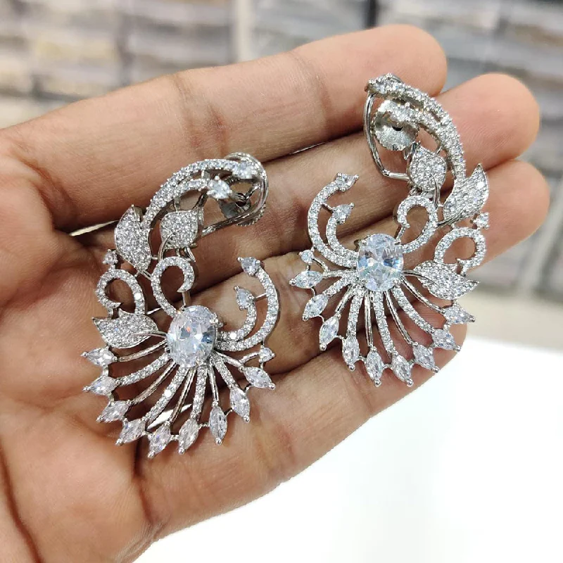 minimal hoop earrings for women-Manisha Jewellery Silver Plated Dangler Earrings