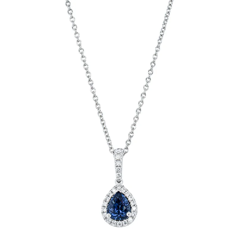 fine gold necklaces for women-18ct White Gold 1.00ct Sapphire & Diamond Mini Sierra Pendant