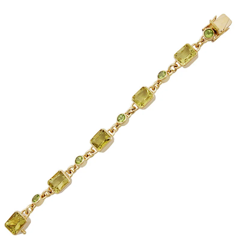 luxury bangle bracelets for women-Bracelet-Lemon Quartz and Peridot