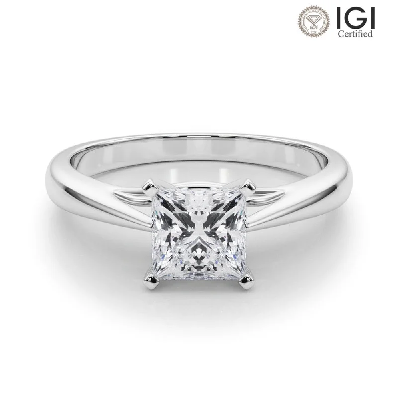 multi-stone rings for women-Katerina Princess Lab Grown Diamond Solitaire Engagement Ring IGI Certified