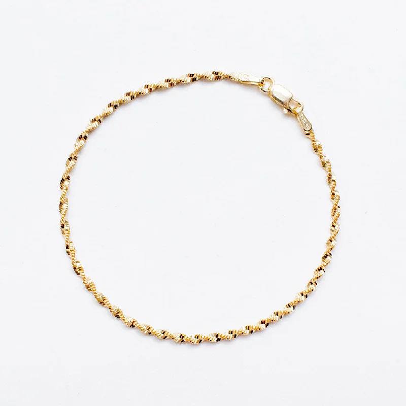 cute charm bracelets for women-Gold Plated Twisted Rope Bracelet