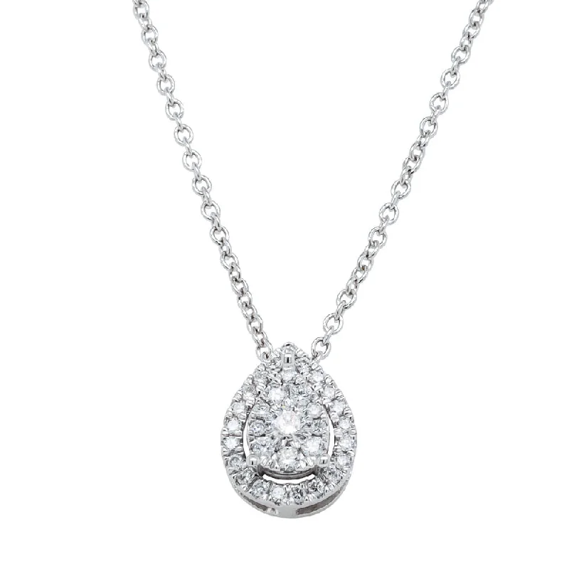 religious necklaces for women-9ct White Gold Diamond Pear Saturn Pendant