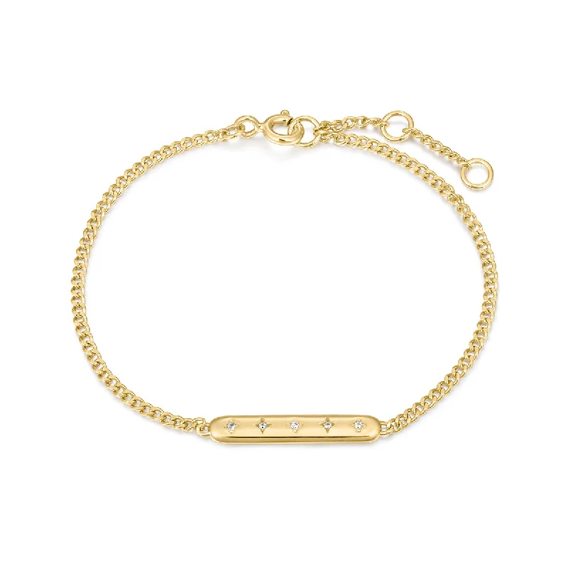 chic bangles for women-Gold Plated Galaxy CZ Bar Bracelet