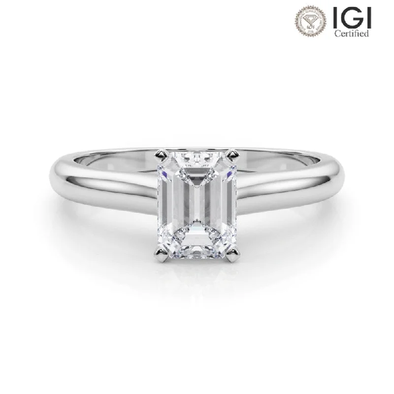 custom rings for women-Isabella Emerald Lab Grown Diamond Solitaire Engagement Ring IGI Certified