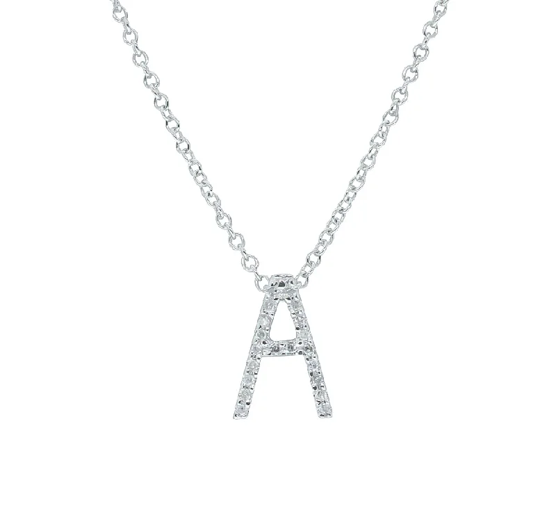 luxury pendant necklaces for women-9ct White Gold Diamond Letter Pendant