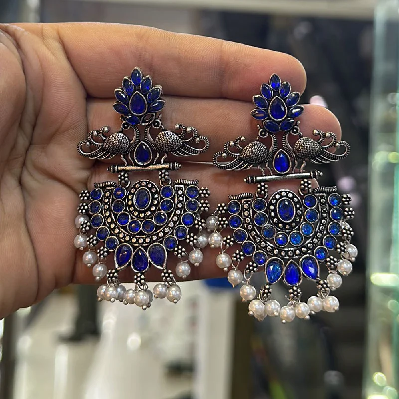 diamond earrings for women-Akruti Collection Oxidised Plated Dangler Earrings