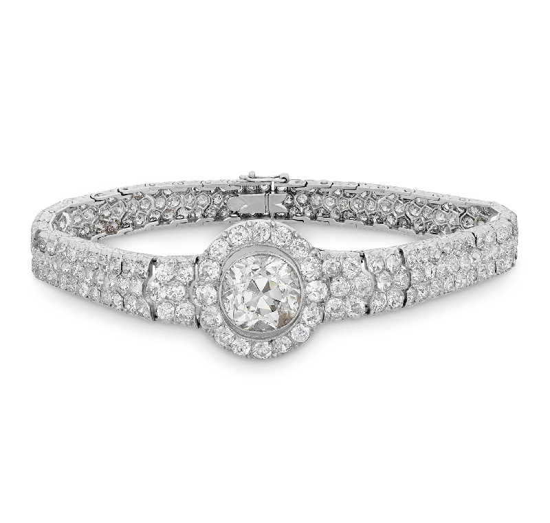 wedding bangles for women-Old European Cut Diamond Bracelet, 18.08 carats