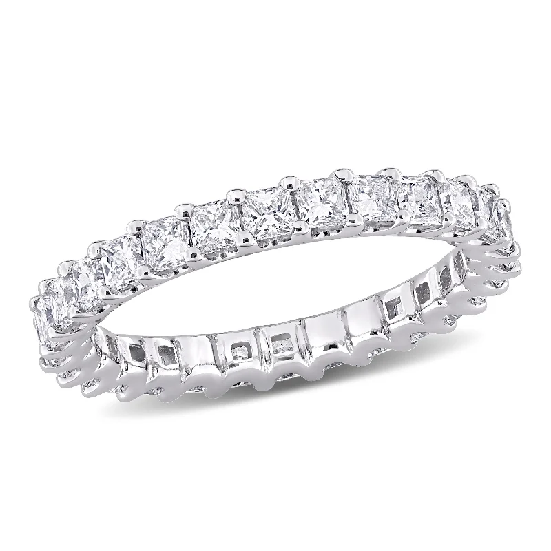 cushion cut engagement rings-Created Forever 2ct TW Princess-Cut Lab-Grown Diamond Eternity Ring in 14k White Gold