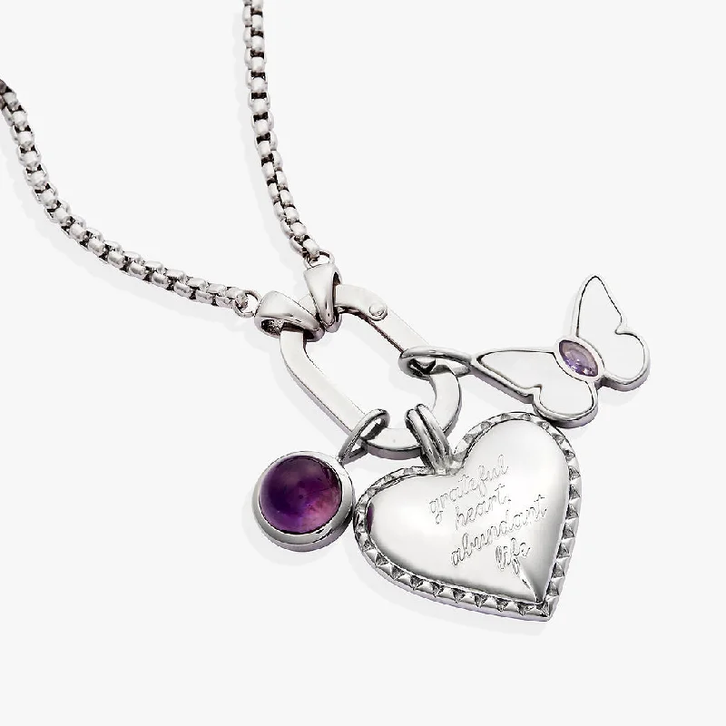 affordable necklaces for women-Heart Trio Interchangeable Charm Necklace