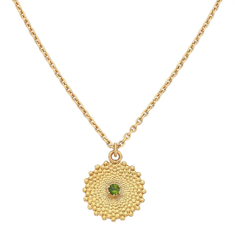 crystal necklaces for women-Zoe & Morgan Helios Pendant  - Gold Plated & Chrome Diopside