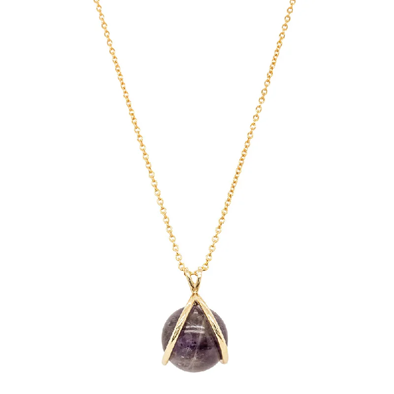 matching necklaces for women-9ct Yellow Gold Amethyst - Of Thought Mindfulness Pendant