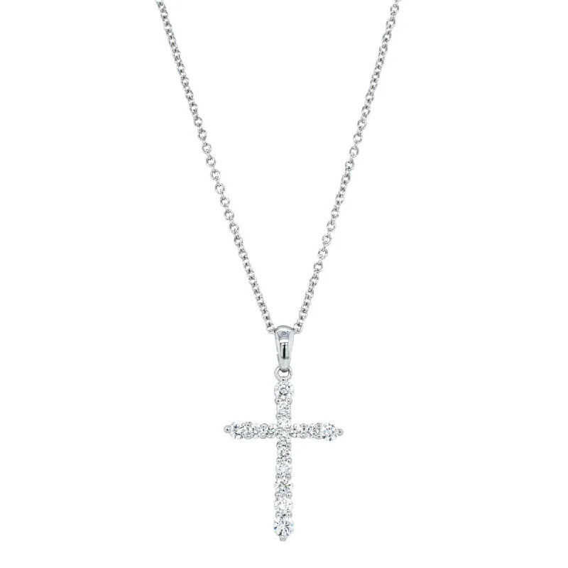 luxury diamond necklaces for women-18ct White Gold Diamond Cross Pendant