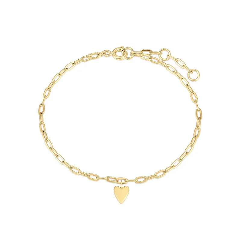 charm bangles for women-Gold Plated Multi Micro Charm Paperclip Heart Bracelet