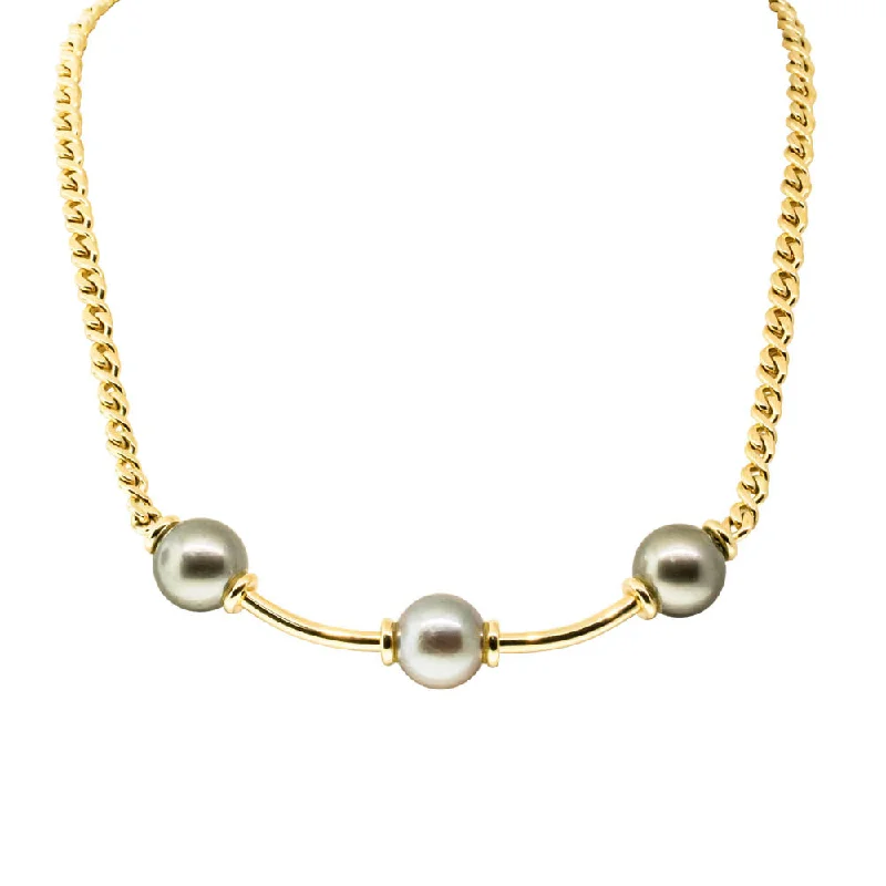 heart-shaped necklaces for women-Deja Vu 18ct Yellow Gold Tahitian Pearl Necklace