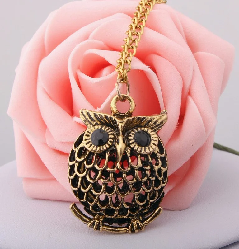 designer necklaces for women-Delicate Cute Owl Small Pendant Necklace for Her