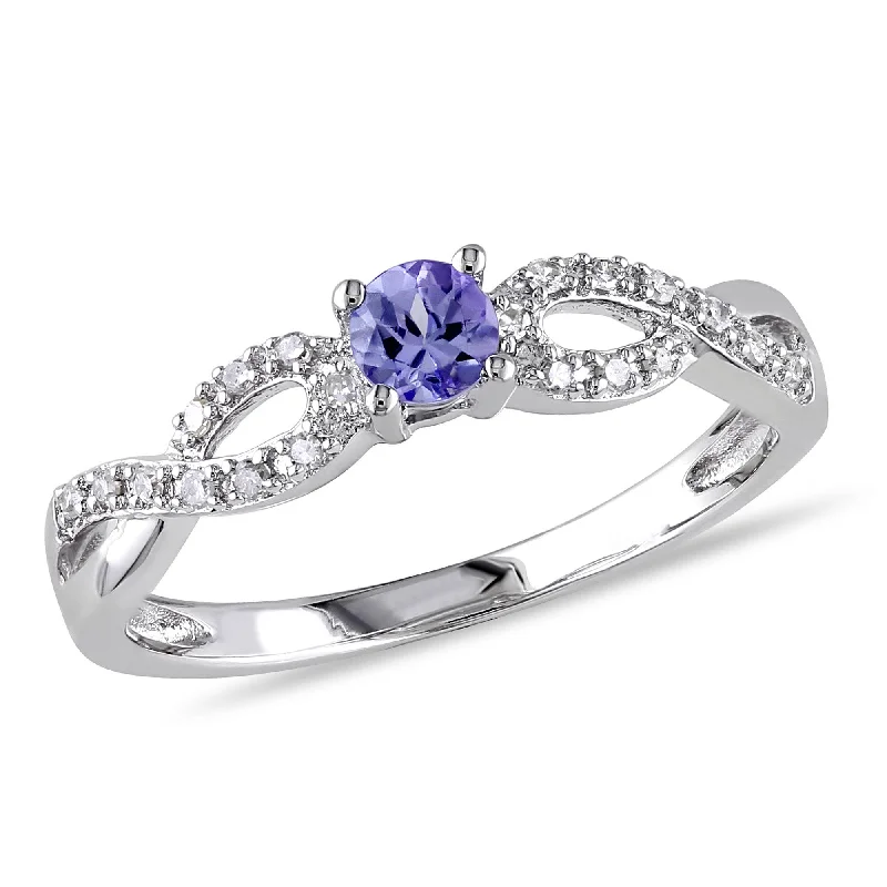 vintage diamond engagement rings-Mimi & Max 1/6ct TGW Tanzanite and 1/10ct TW Diamond Infinity Ring in Sterling Silver