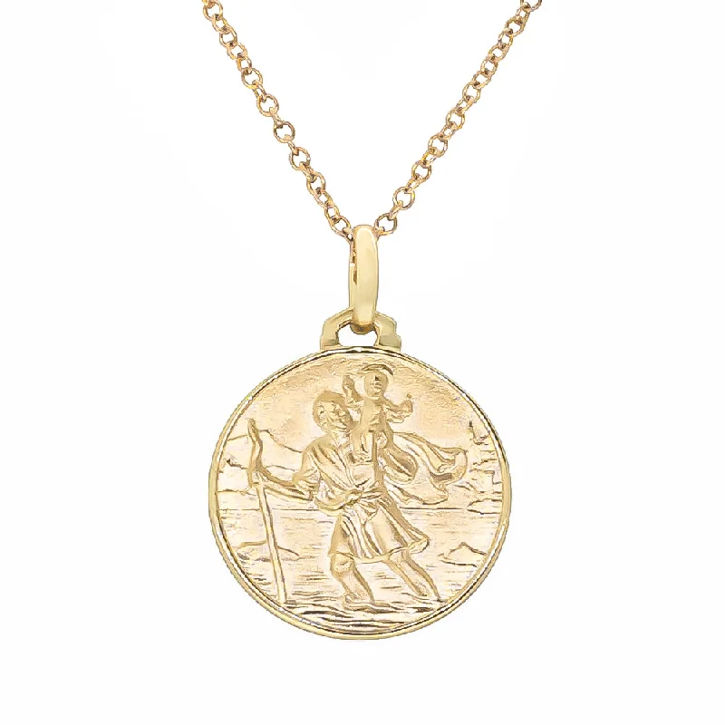 celebrity-style necklaces for women-9ct Yellow Gold Saint Christopher Pendant