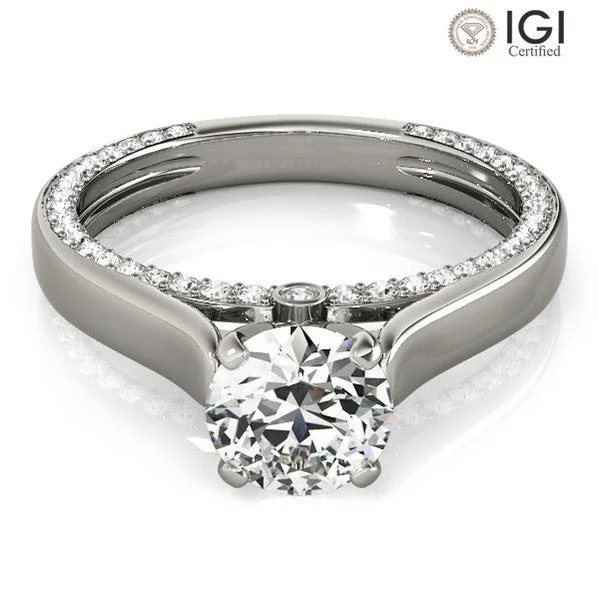 birthstone rings for wedding-Estella Round Lab Grown Diamond Solitaire Engagement Ring IGI Certified