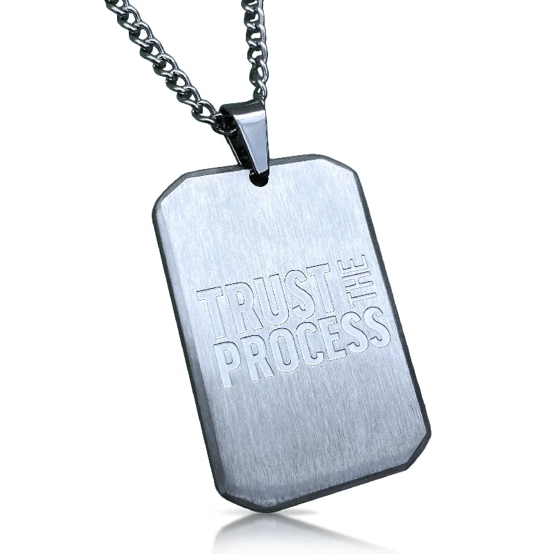 antique necklaces for women-Trust The Process Pendant With Chain Necklace - Stainless Steel