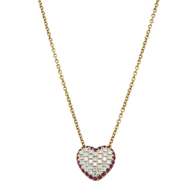 infinity necklaces for women-18ct Yellow Gold Ruby & Diamond Corazon Pendant