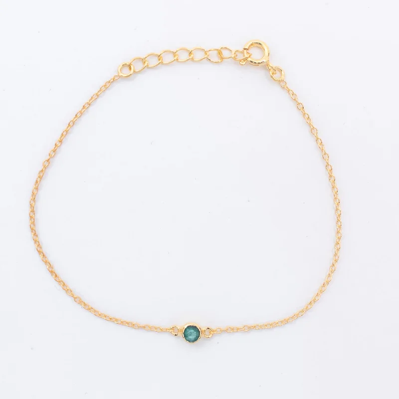 gold charm bracelets for women-Gold Vermeil Raw Emerald Solitaire Bracelet